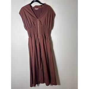 Entro Brown Sleeveless Zip Up Maxi Dress Sz L